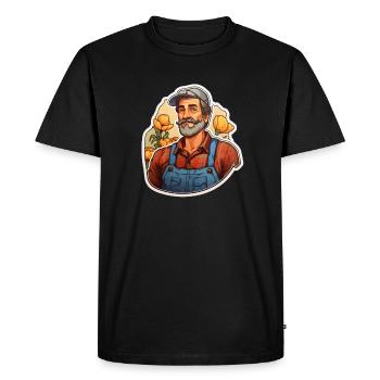 Agriculteur vieil homme - T-shirt Premium bio Homme - noir - Devant - Nico (187cm)
