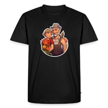 Cadre Grand-père et petite-fille - T-shirt Premium bio Homme - noir - Devant - Nico (187cm)