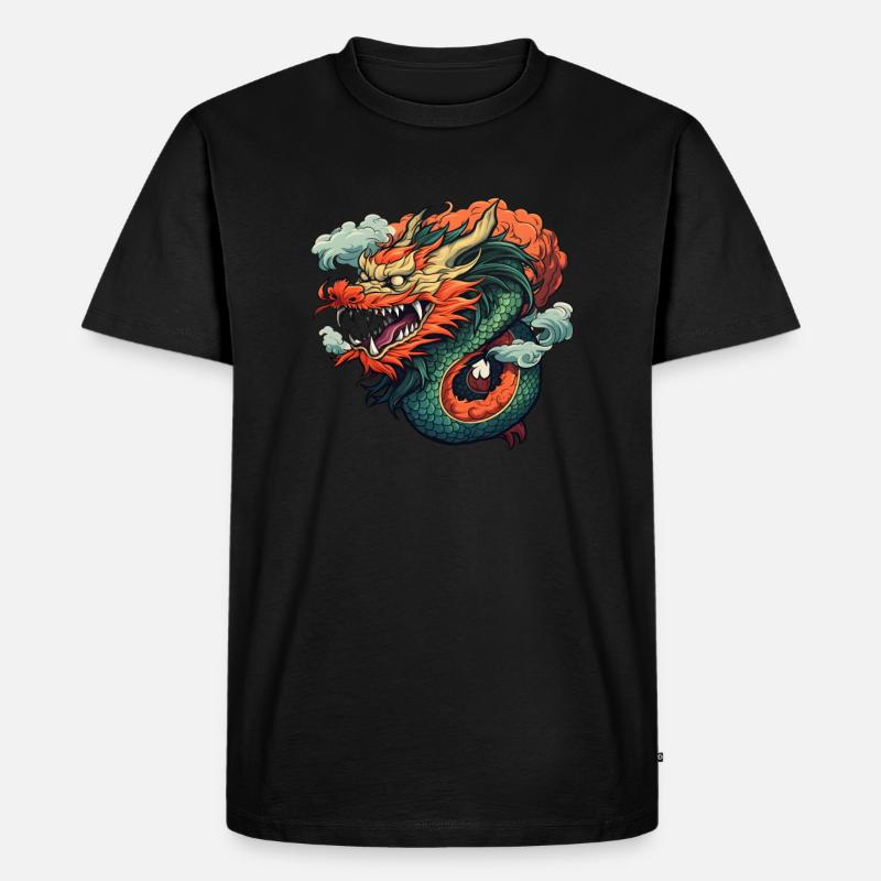 Chinesischer Drache - Männer Premium Bio T-Shirt - Schwarz