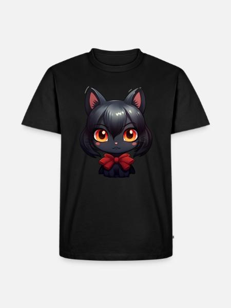 Chat noir Kawaii - T-shirt Premium bio Homme - noir