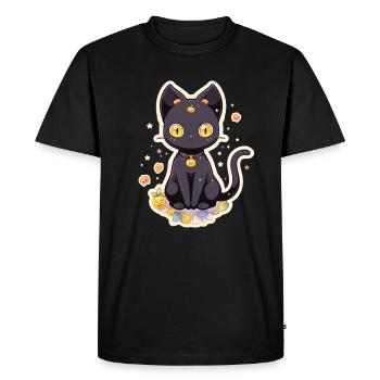 Anime Halloween Black Cat - Men's Premium Organic T-Shirt - black - Front - Nico (187cm)
