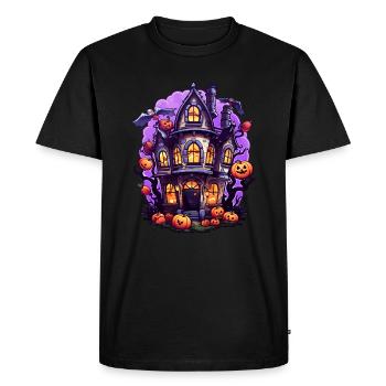 Bande dessinée Halloween Maison hantée - T-shirt Premium bio Homme - noir - Devant - Nico (187cm)