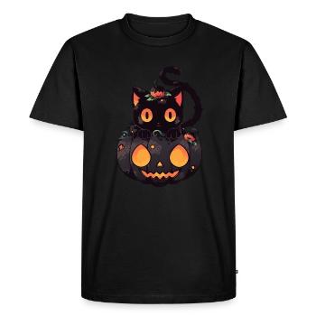 Cat Anime Halloween - Men's Premium Organic T-Shirt - black - Front - Nico (187cm)