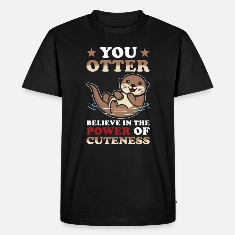 Otter Niedlich - Männer Premium Bio T-Shirt - Schwarz