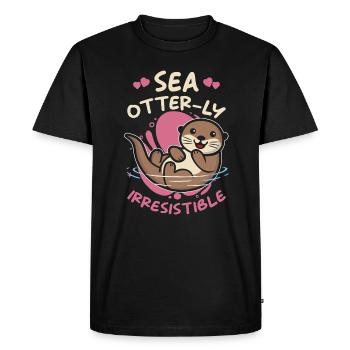 La loutre de mer dit un cadeau de loutre drôle - T-shirt Premium bio Homme - noir - Devant - Nico (187cm)