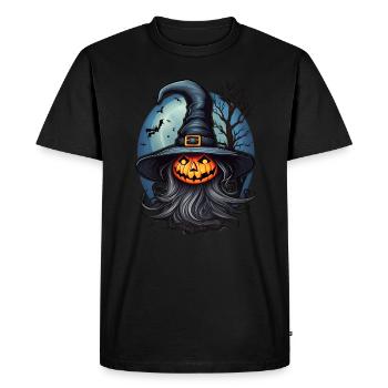 Citrouille Halloween Sorcière - T-shirt Premium bio Homme - noir - Devant - Nico (187cm)