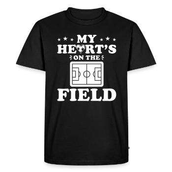 Soccer maman mon coeur est sur le terrain - T-shirt Premium bio Homme - noir - Devant - Nico (187cm)