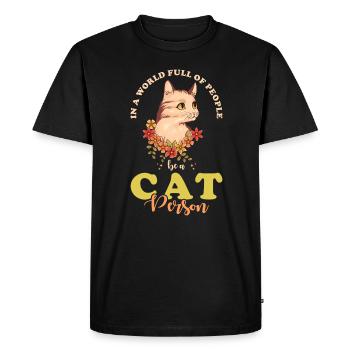 Chat Homme Chat Mignon - T-shirt Premium bio Homme - noir - Devant - Nico (187cm)