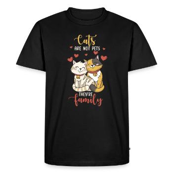 Cat Family - Men's Premium Organic T-Shirt - black - Front - Nico (187cm)