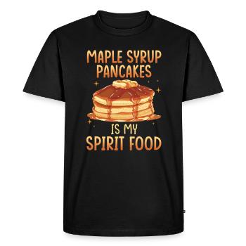 Les crêpes au sirop d’érable sont mon plat préféré - T-shirt Premium bio Homme - noir - Devant - Nico (187cm)