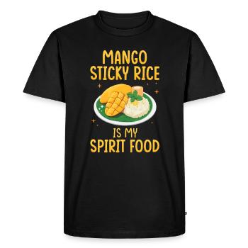 Le riz gluant à la mangue est mon plat préféré - T-shirt Premium bio Homme - noir - Devant - Nico (187cm)