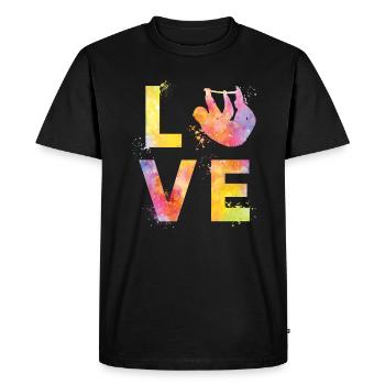 L’amour paresseux - T-shirt Premium bio Homme - noir - Devant - Nico (187cm)