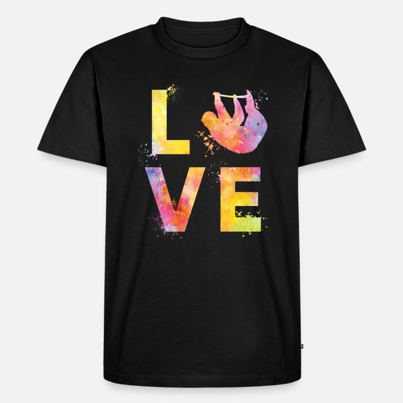 Faultier liebe - Männer Premium Bio T-Shirt - Schwarz