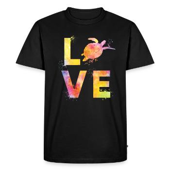 Tortue de mer Amour de tortue - T-shirt Premium bio Homme - noir - Devant - Nico (187cm)