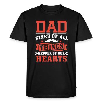 Dad fixer of all things, guardian of our hearts - Men's Premium Organic T-Shirt - black - Front - Nico (187cm)