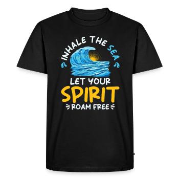 Ocean Sea Beach Holiday Souvenir Sea Breeze - Men's Premium Organic T-Shirt - black - Front - Nico (187cm)