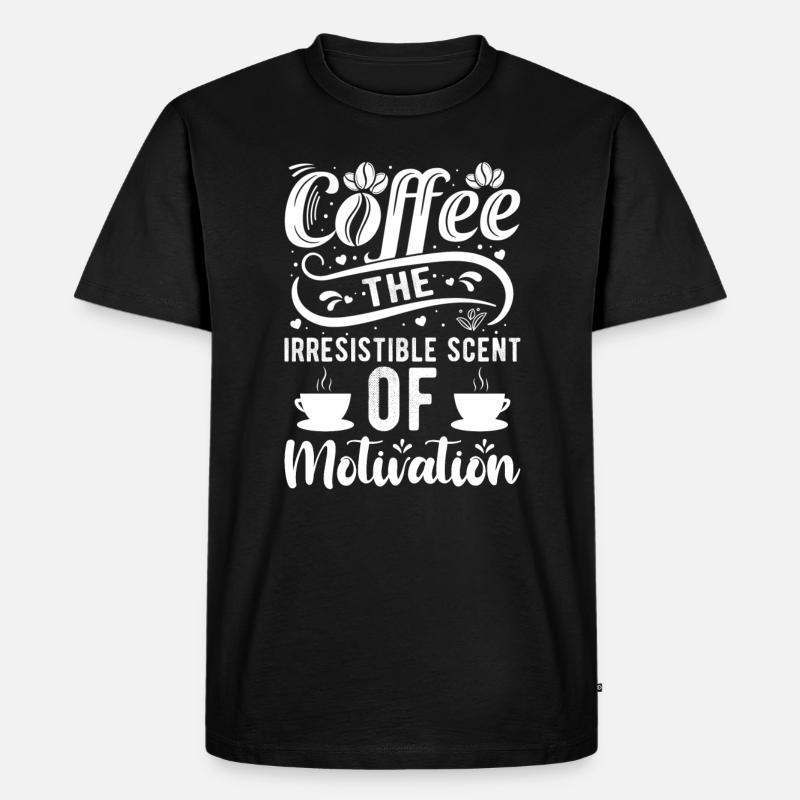Kaffee Koffein Morgens Motivation - Männer Premium Bio T-Shirt - Schwarz