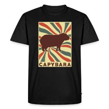 Capybara Rétro Vintage - T-shirt Premium bio Homme - noir - Devant - Nico (187cm)