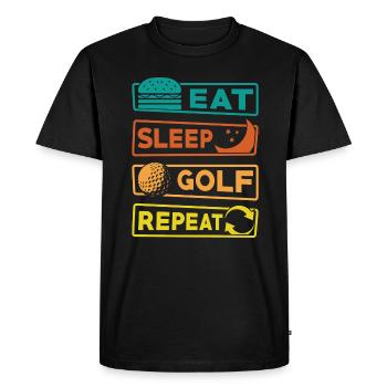 Eat Sleep Golf Repeat Golfer Golfing Gift - Men's Premium Organic T-Shirt - black - Front - Nico (187cm)