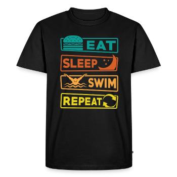 Manger Dormir Nager Répéter - T-shirt Premium bio Homme - noir - Devant - Nico (187cm)
