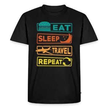 Vacances de voyage Dire Manger dormir Voyage Répéter - T-shirt Premium bio Homme - noir - Devant - Nico (187cm)