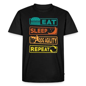 Manger Sommeil Chien Agilité Répéter - T-shirt Premium bio Homme - noir - Devant - Nico (187cm)