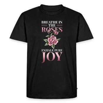 pétales de rose roses arôme de roseraie parfum de rose - T-shirt Premium bio Homme - noir - Devant - Nico (187cm)