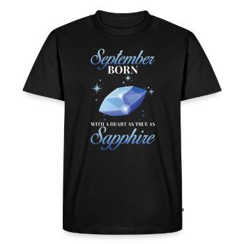 Pierre de naissance Septembre Saphir - T-shirt Premium bio Homme - noir - Devant - Nico (187cm)