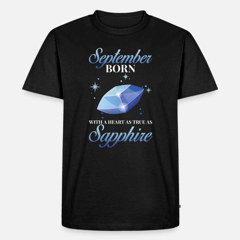 Geburtsstein September Saphir - Männer Premium Bio T-Shirt - Schwarz