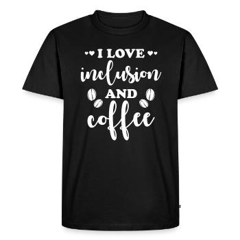 J’aime l’inclusion et le café - T-shirt Premium bio Homme - noir - Devant - Nico (187cm)