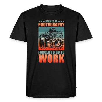 Photographe Né pour photographier pour travailler - T-shirt Premium bio Homme - noir - Devant - Nico (187cm)