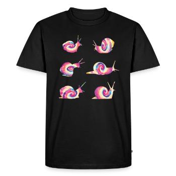 Snail DYE TIE Vintage Snails - Men's Premium Organic T-Shirt - black - Front - Nico (187cm)