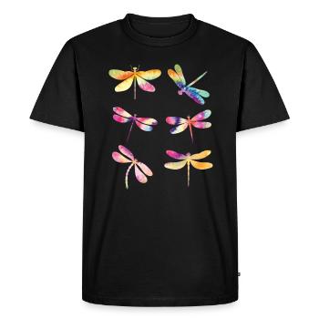Dragonfly TIE DYE Vintage Dragonflies - Men's Premium Organic T-Shirt - black - Front - Nico (187cm)