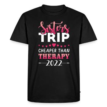 Voyage de vacances soeur moins cher que la thérapie - T-shirt Premium bio Homme - noir - Devant - Nico (187cm)