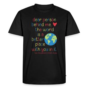 Chère personne derrière moi - T-shirt Premium bio Homme - noir - Devant - Nico (187cm)