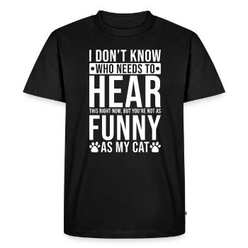 Le propriétaire de chat drôle dit drôle de chat - T-shirt Premium bio Homme - noir - Devant - Nico (187cm)