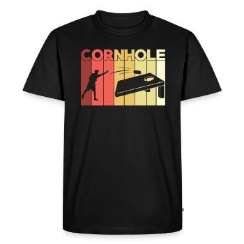 Cornhole Game Retro - Men's Premium Organic T-Shirt - black - Front - Nico (187cm)