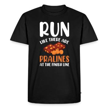 Ligne d’arrivée du marathonien de marathon Dire drôle - T-shirt Premium bio Homme - noir - Devant - Nico (187cm)