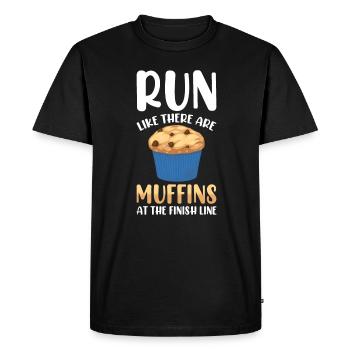 Ligne d’arrivée du marathonien de marathon Dire drôle - T-shirt Premium bio Homme - noir - Devant - Nico (187cm)