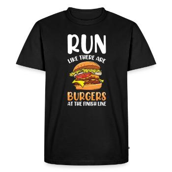 Ligne d’arrivée du marathonien de marathon Dire drôle - T-shirt Premium bio Homme - noir - Devant - Nico (187cm)