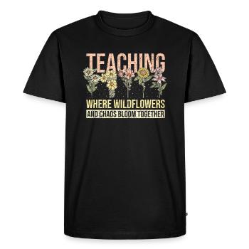 Teacher Funny Flower Teaching - Men's Premium Organic T-Shirt - black - Front - Nico (187cm)