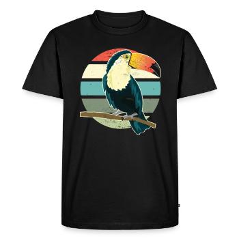 Toucan Faune Animal Oiseau Rétro Vintage Toucan - T-shirt Premium bio Homme - noir - Devant - Nico (187cm)