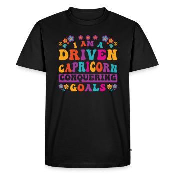 Capricorne Zodiaque Personnalité Groovy Cool - T-shirt Premium bio Homme - noir - Devant - Nico (187cm)