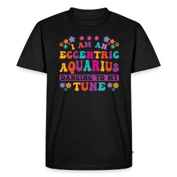 Verseau Zodiaque Personnalité Groovy Cool - T-shirt Premium bio Homme - noir - Devant - Nico (187cm)