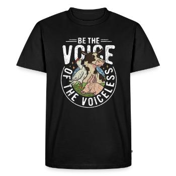 Droits des animaux Vegan Soyez la voix des sans-voix - T-shirt Premium bio Homme - noir - Devant - Nico (187cm)