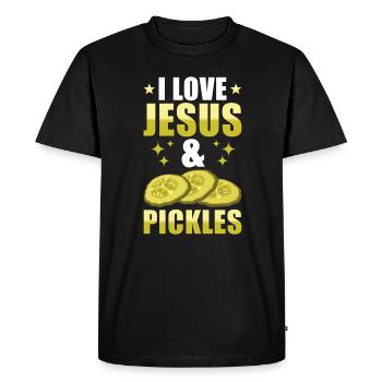 I Love Jesus & Pickles Pickles Lover Groovy - Men's Premium Organic T-Shirt - black - Front - Nico (187cm)