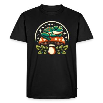Cottagecore Aesthetic Frog Mushroom Forest - Men's Premium Organic T-Shirt - black - Front - Nico (187cm)