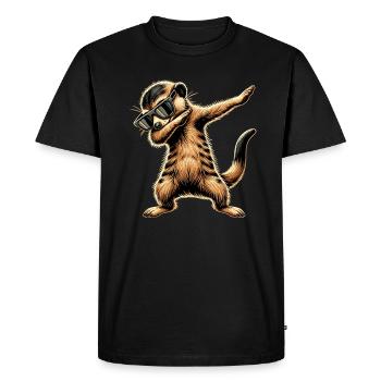Tamponner le suricate avec des lunettes de soleil Cool Meerkat - T-shirt Premium bio Homme - noir - Devant - Nico (187cm)