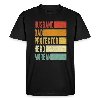 Morgan Name Dad Gift - Men's Premium Organic T-Shirt - black - Front - Nico (187cm)