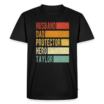 Taylor nom papa cadeau - T-shirt Premium bio Homme - noir - Devant - Nico (187cm)